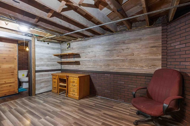 1007 Elkhorn St, Belle Fourche, SD 57717 - bar area featuring wooden walls and wood finished floors