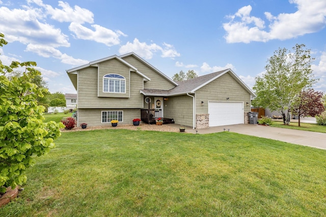 7350 Brighton St, Summerset, SD 57718 - split level home featuring a garage, driveway, a front yard, and roof with shingles