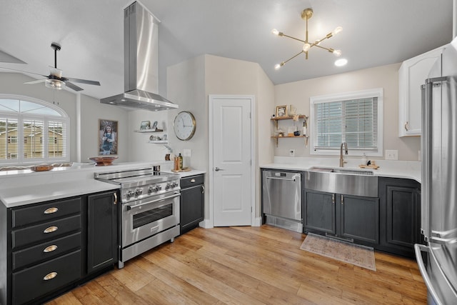 7350 Brighton St, Summerset, SD 57718 - kitchen with stainless steel appliances, extractor fan, a sink, a chandelier, and ceiling fan