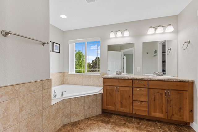 6212 Poppy Ct, Rapid City, SD 57702 - full bath with a bath, double vanity, and tile patterned floors