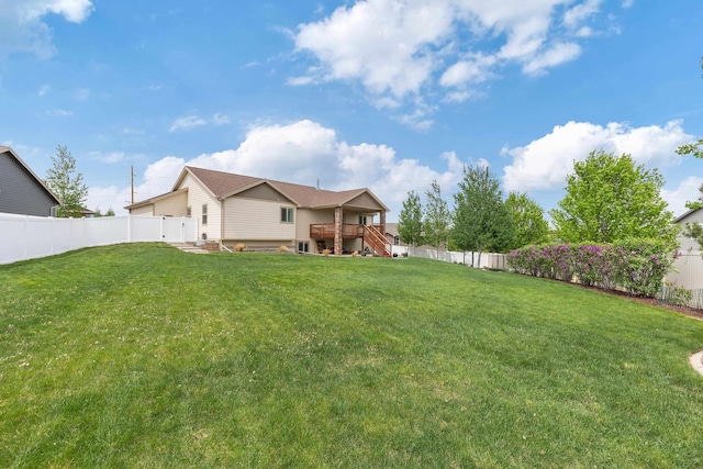 6212 Poppy Ct, Rapid City, SD 57702 - view of yard with a wooden deck and stairs