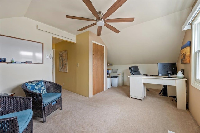 30 Adams St, Deadwood, SD 57732 - office space with lofted ceiling, light colored carpet, and a ceiling fan