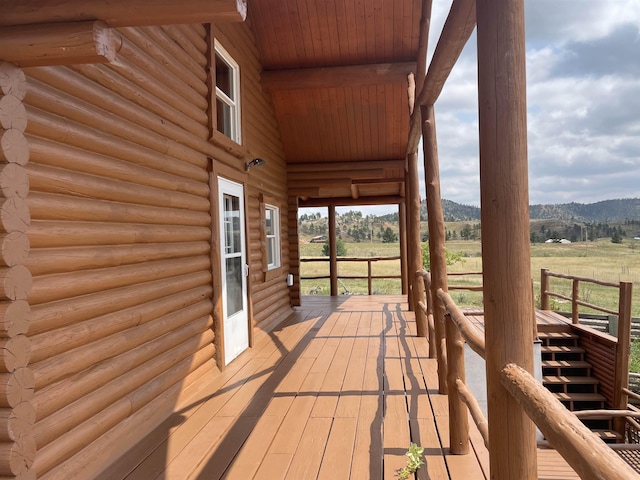 28013 Cascade Rd, Hot Springs, SD 57747 - wooden deck with a mountain view and a view of countryside