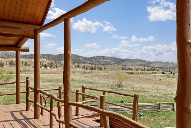 28013 Cascade Rd, Hot Springs, SD 57747 - wooden terrace featuring a view of countryside and a mountain view