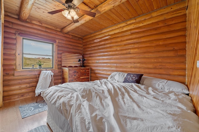 28013 Cascade Rd, Hot Springs, SD 57747 - bedroom featuring wooden ceiling with exposed beams and wood-type flooring