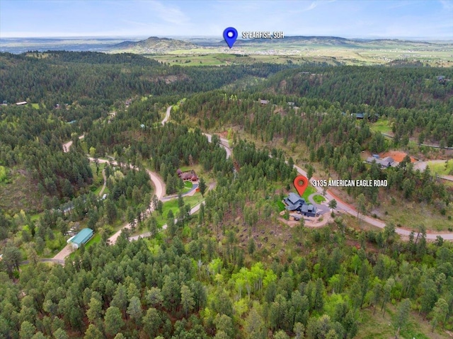 3135 American Eagle Rd, Spearfish, SD 57783 - aerial view of property's location featuring a heavily wooded area