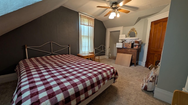 57 Lincoln Ave, Deadwood, SD 57732 - bedroom featuring carpet flooring, lofted ceiling, ceiling fan, and baseboards