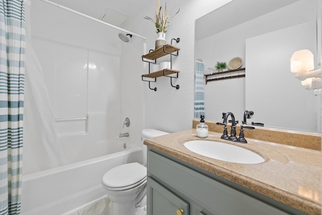 491 Freude Ln, Box Elder, SD 57719 - full bathroom featuring vanity, shower / bath combination with curtain, and toilet