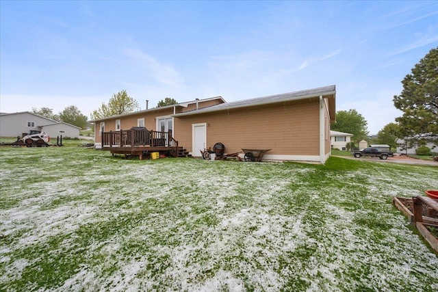 1006 S 33rd St, Spearfish, SD 57783 - back of house featuring a deck and a yard