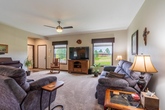 151 Surrey Ln, Custer, SD 57730 - living room featuring carpet flooring and a ceiling fan