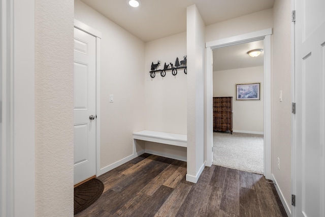 516 Aaron Ct, Rapid City, SD 57703 - mudroom with dark wood-style flooring, baseboards, and recessed lighting