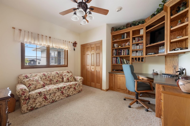 2340 Camaro Cir, Sturgis, SD 57785 - office area featuring light carpet and ceiling fan
