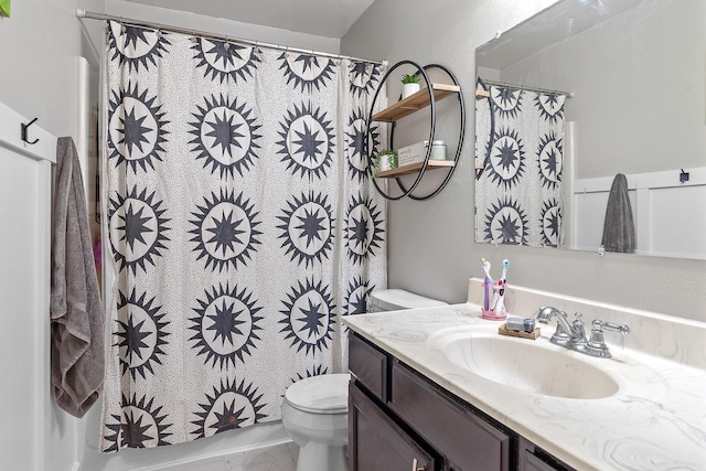 3111 Dry Creek Rd, Rapid City, SD 57703 - bathroom featuring toilet, vanity, and a shower with curtain