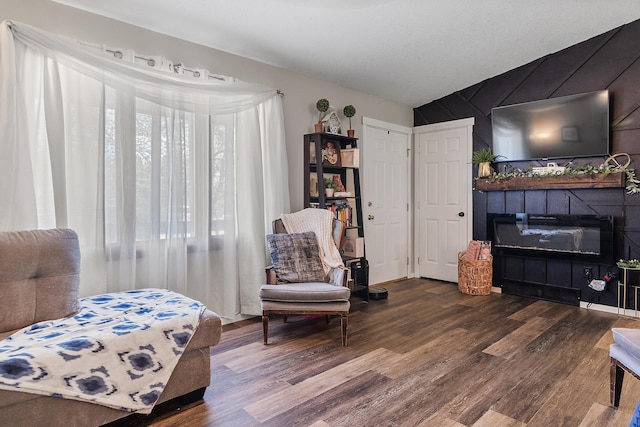 3111 Dry Creek Rd, Rapid City, SD 57703 - sitting room featuring a glass covered fireplace and wood finished floors