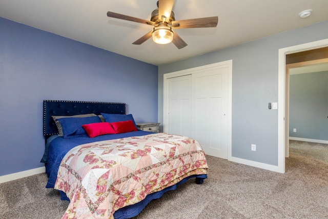 6794 Abelia St, Rapid City, SD 57703 - carpeted bedroom featuring a closet, baseboards, and ceiling fan