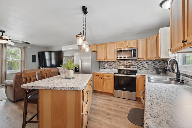 4425 Bronco Ln, Rapid City, SD 57701 - kitchen featuring stainless steel appliances, a sink, open floor plan, and healthy amount of natural light