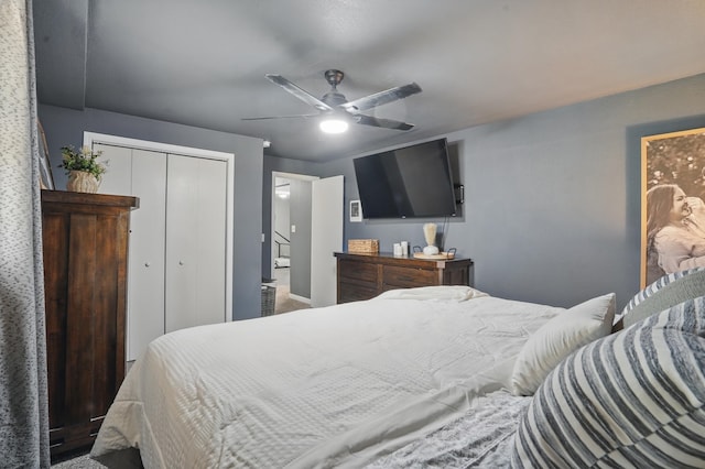 4425 Bronco Ln, Rapid City, SD 57701 - bedroom featuring a closet, ceiling fan, and carpet flooring