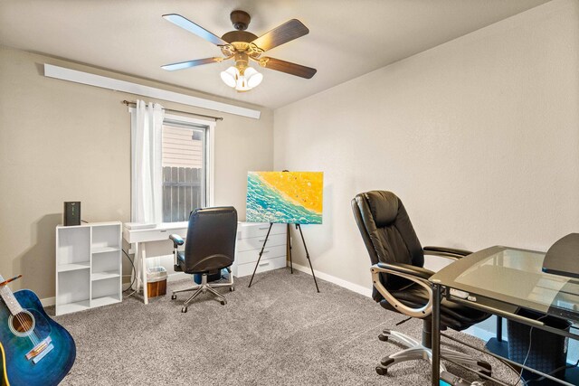 4961 Savannah St, Rapid City, SD 57703 - carpeted office space featuring ceiling fan and baseboards