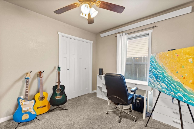 4961 Savannah St, Rapid City, SD 57703 - home office with carpet flooring and ceiling fan
