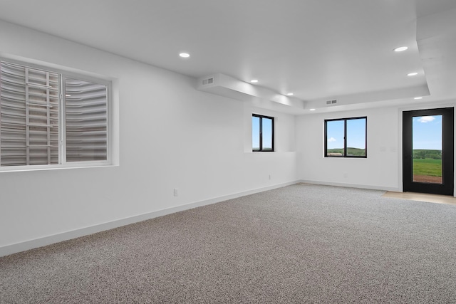 13439 Frontier Loop, Piedmont, SD 57769 - empty room with recessed lighting, carpet, baseboards, and a tray ceiling