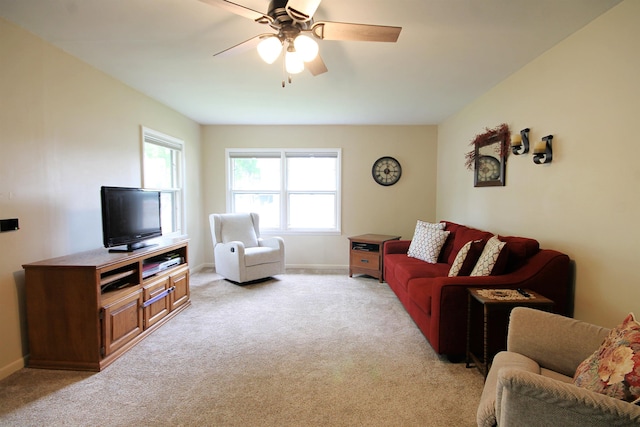 1033 Boulevard St, Sturgis, SD 57785 - living area with a ceiling fan, light carpet, and baseboards