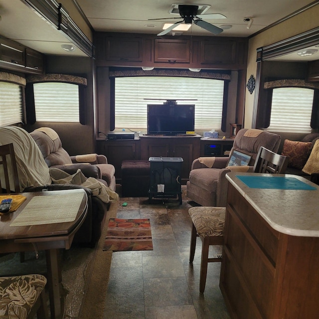 12748 Beaver Creek Rd, Custer, SD 57730 - living room with ceiling fan and plenty of natural light