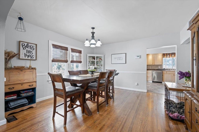 824 W Mcclellan St, Lead, SD 57754 - dining space featuring a chandelier, wood finished floors, and baseboards