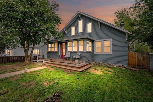 824 W Mcclellan St, Lead, SD 57754 - back of property at dusk featuring a wooden deck