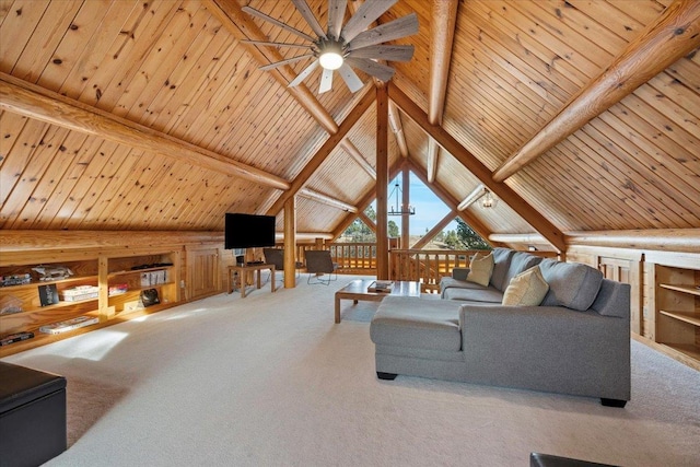 15377 Ridgeview Trl, Piedmont, SD 57783 - carpeted living area with a ceiling fan and wooden ceiling