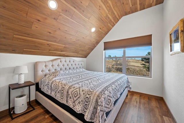 15377 Ridgeview Trl, Piedmont, SD 57783 - bedroom featuring vaulted ceiling, wood ceiling, baseboards, hardwood / wood-style flooring, and recessed lighting