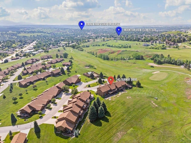 340 Fairway Dr, Spearfish, SD 57783 - aerial overview of property's location featuring nearby suburban area and a local golf course