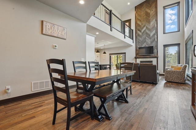 21332 Trailside Rd, Lead, SD 57754 - dining space with a high ceiling and hardwood / wood-style floors