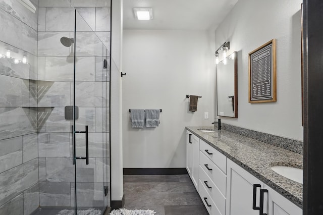 21332 Trailside Rd, Lead, SD 57754 - bathroom featuring double vanity and a shower stall