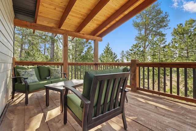 21332 Trailside Rd, Lead, SD 57754 - wooden deck with an outdoor hangout area