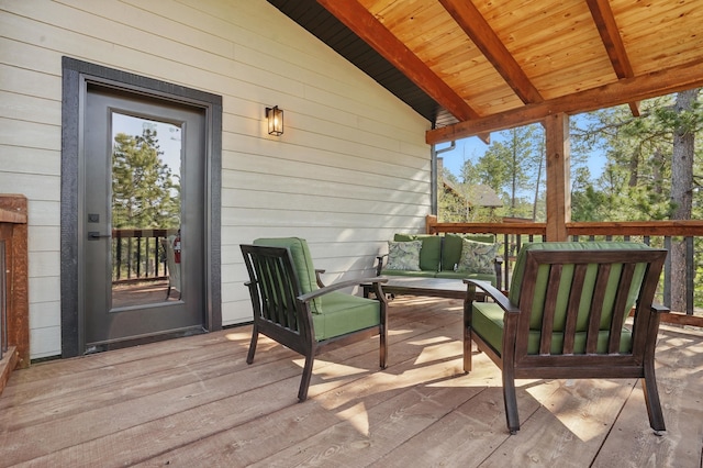 21332 Trailside Rd, Lead, SD 57754 - wooden terrace featuring an outdoor living space