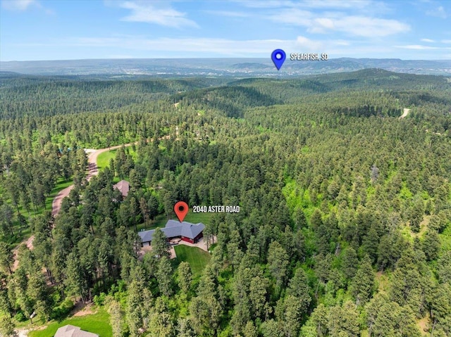 2040 Aster Rd, Spearfish, SD 57783 - aerial view of property's location featuring a forest and a mountainous background