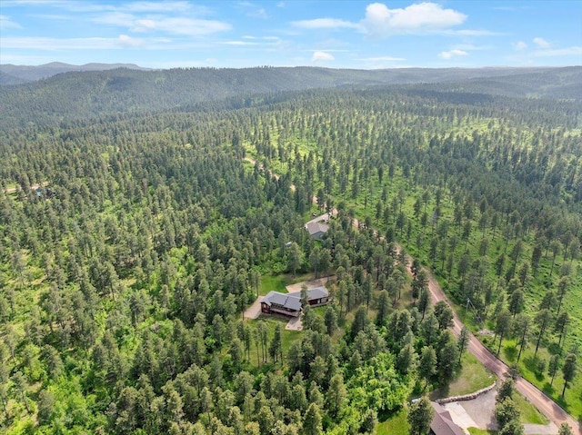 2040 Aster Rd, Spearfish, SD 57783 - aerial overview of property's location featuring a heavily wooded area and a mountain backdrop