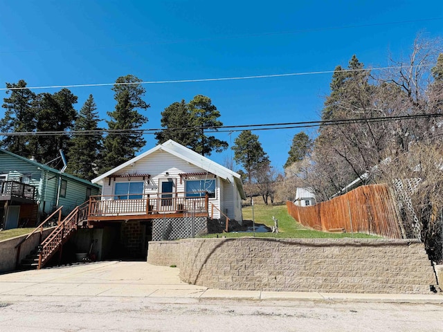 417 Spark St, Lead, SD 57754 - view of front of property with a wooden deck and stairway