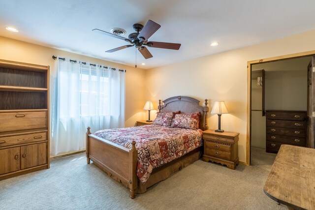 627 W Mt Rushmore Rd, Custer, SD 57730 - bedroom featuring light colored carpet, ceiling fan, and recessed lighting