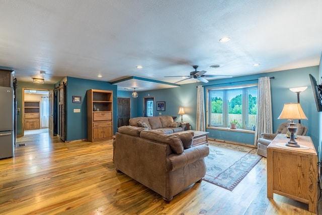 627 W Mt Rushmore Rd, Custer, SD 57730 - living area featuring light wood-type flooring, recessed lighting, and a ceiling fan