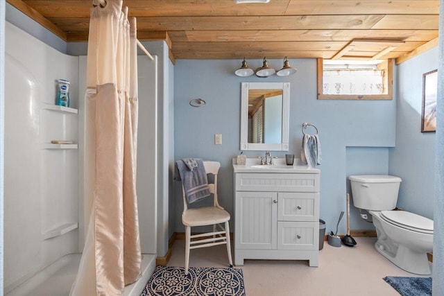 10 Crescent Dr, Deadwood, SD 57732 - full bathroom featuring wooden ceiling, curtained shower, and vanity