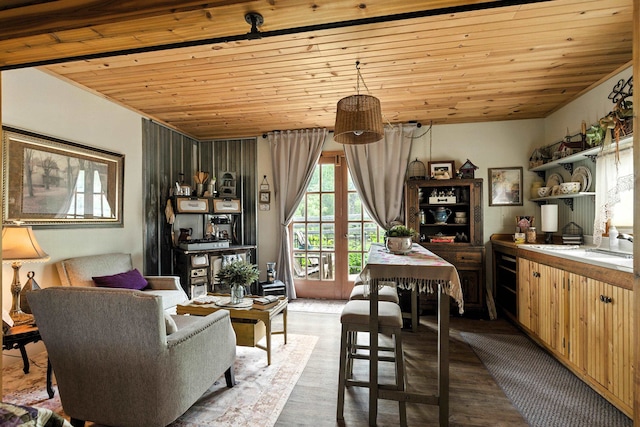 12817 Echo Rd, Hot Springs, SD 57747 - dining space featuring wooden ceiling and wood finished floors