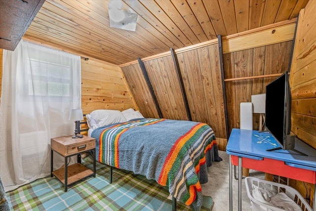 12425 Misty Ln, Nemo, SD 57759 - carpeted bedroom with wood ceiling and wood walls