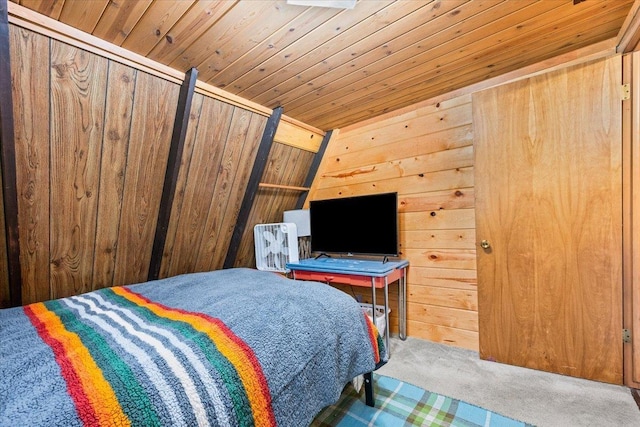 12425 Misty Ln, Nemo, SD 57759 - bedroom featuring wooden ceiling, carpet, and wooden walls