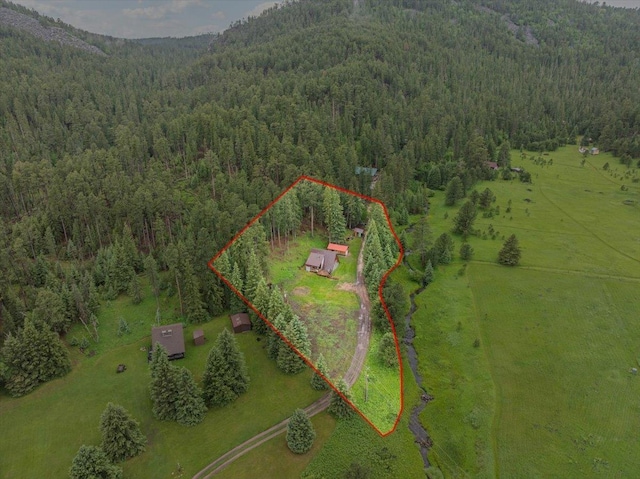 12425 Misty Ln, Nemo, SD 57759 - overview of rural landscape featuring a heavily wooded area and property parcel outlined