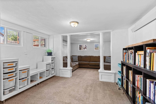 803 W St, Rapid City, SD 57701 - living area featuring decorative columns and carpet