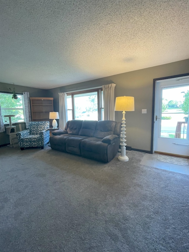 2102 Albany Ave, Hot Springs, SD 57747 - carpeted living area featuring a textured ceiling and healthy amount of natural light