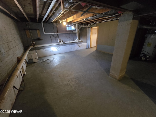 basement featuring water heater