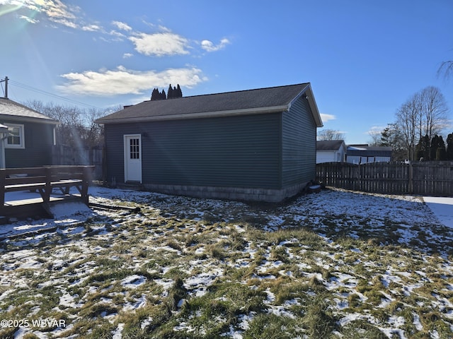 view of snow covered property