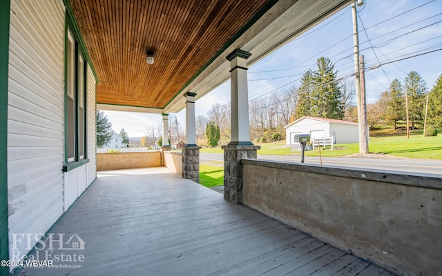 deck featuring covered porch